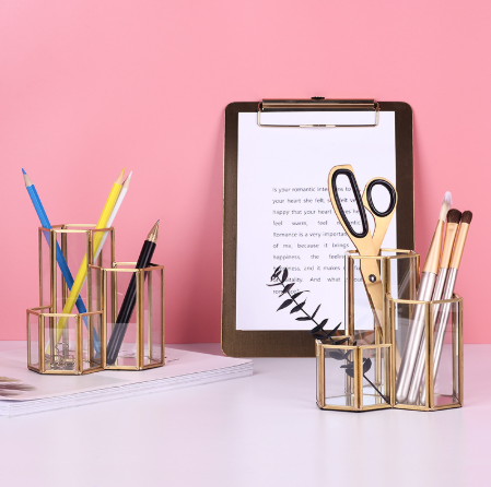 Hexagonal Composite Makeup Brush Holder Pi-Mart