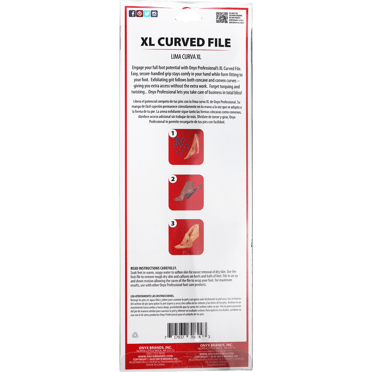Onyx Professional XL Curved Foot File with Double-Sided Grit