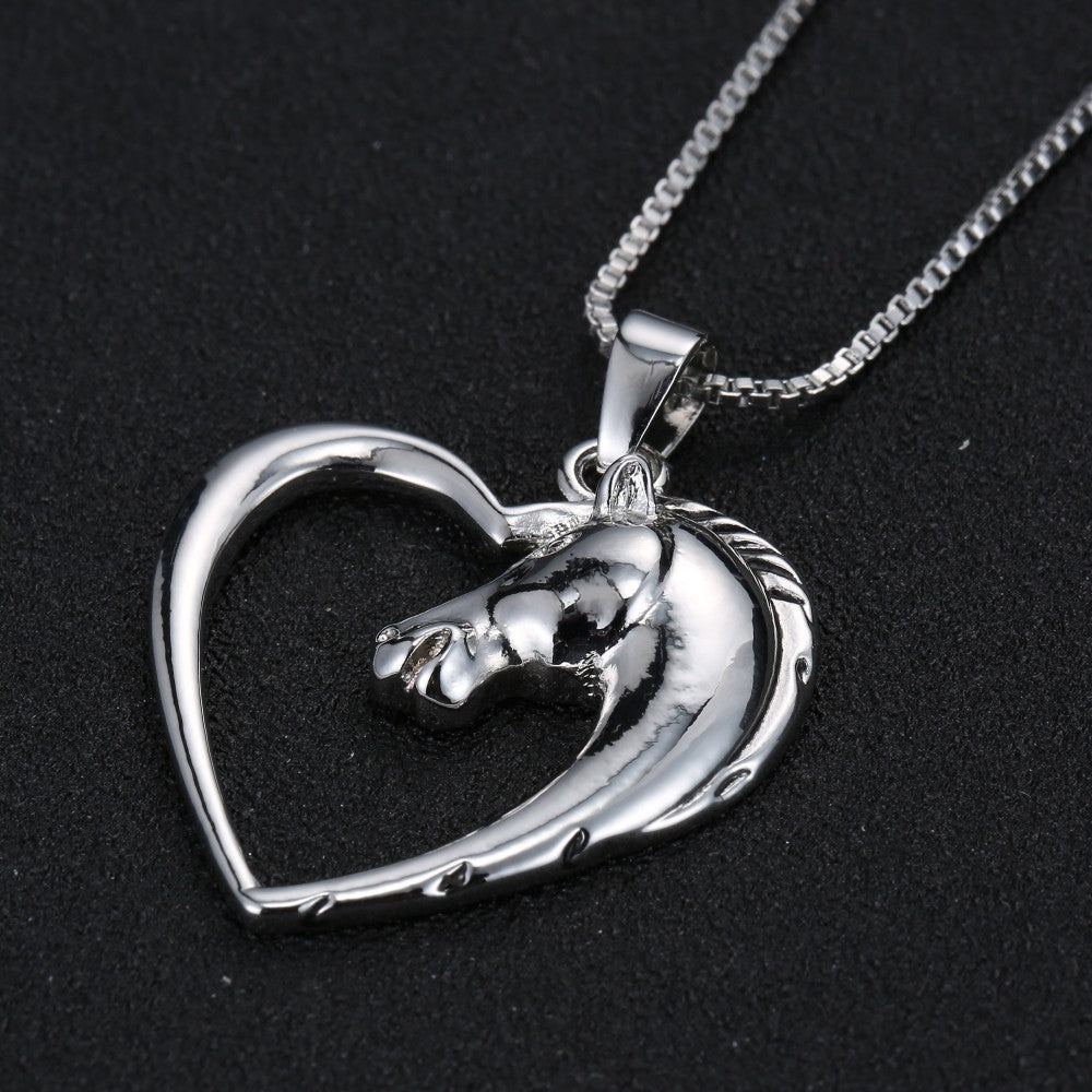 Horse Necklace Silver Color Horse Head Lootquake LLC
