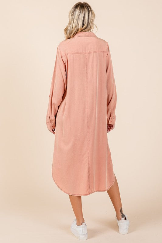 Button Down Long Sleeve Shirt Dress For Women – Casual, Timeless and Versatile Classic Shirt Dress for Year-Round Wear Stevvex