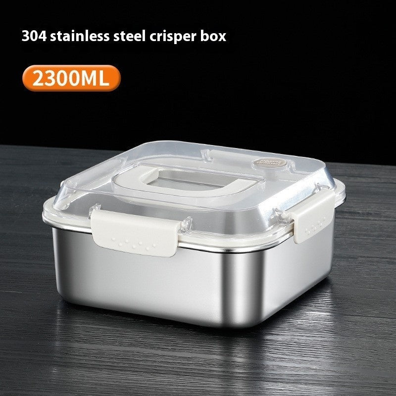 304 Stainless Steel Crisper Square Lunch Box With Handle Pi-Mart