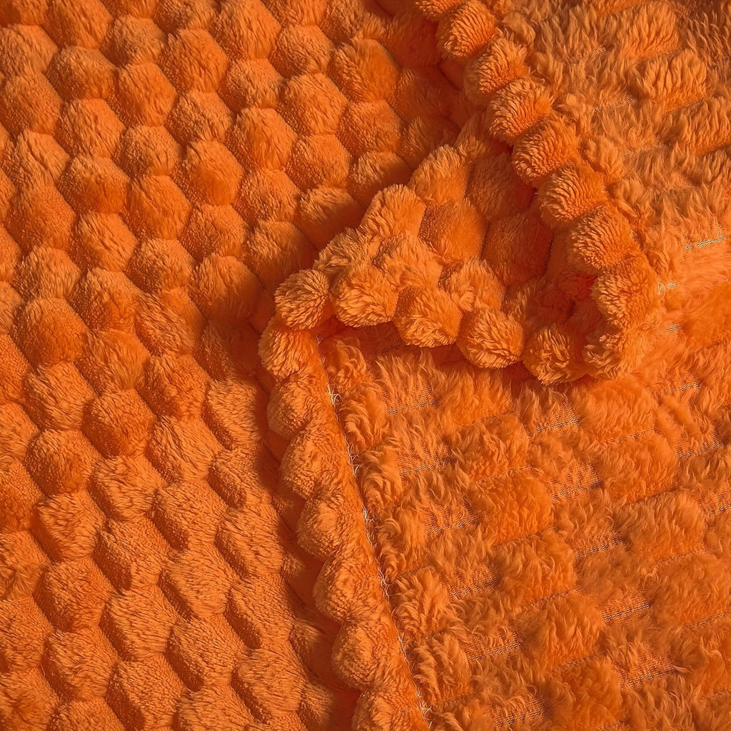 1pc Super Soft 3D Jacquard Flannel Blanket - Burnt Orange Fuzzy Throw with Cozy Lightweight Design for All-Season Home Decor, Perfect for Couch, Sofa, Bed, Chair - 300GSM Warm and Fuzzy Texture for Ultimate Comfort Lootquake LLC