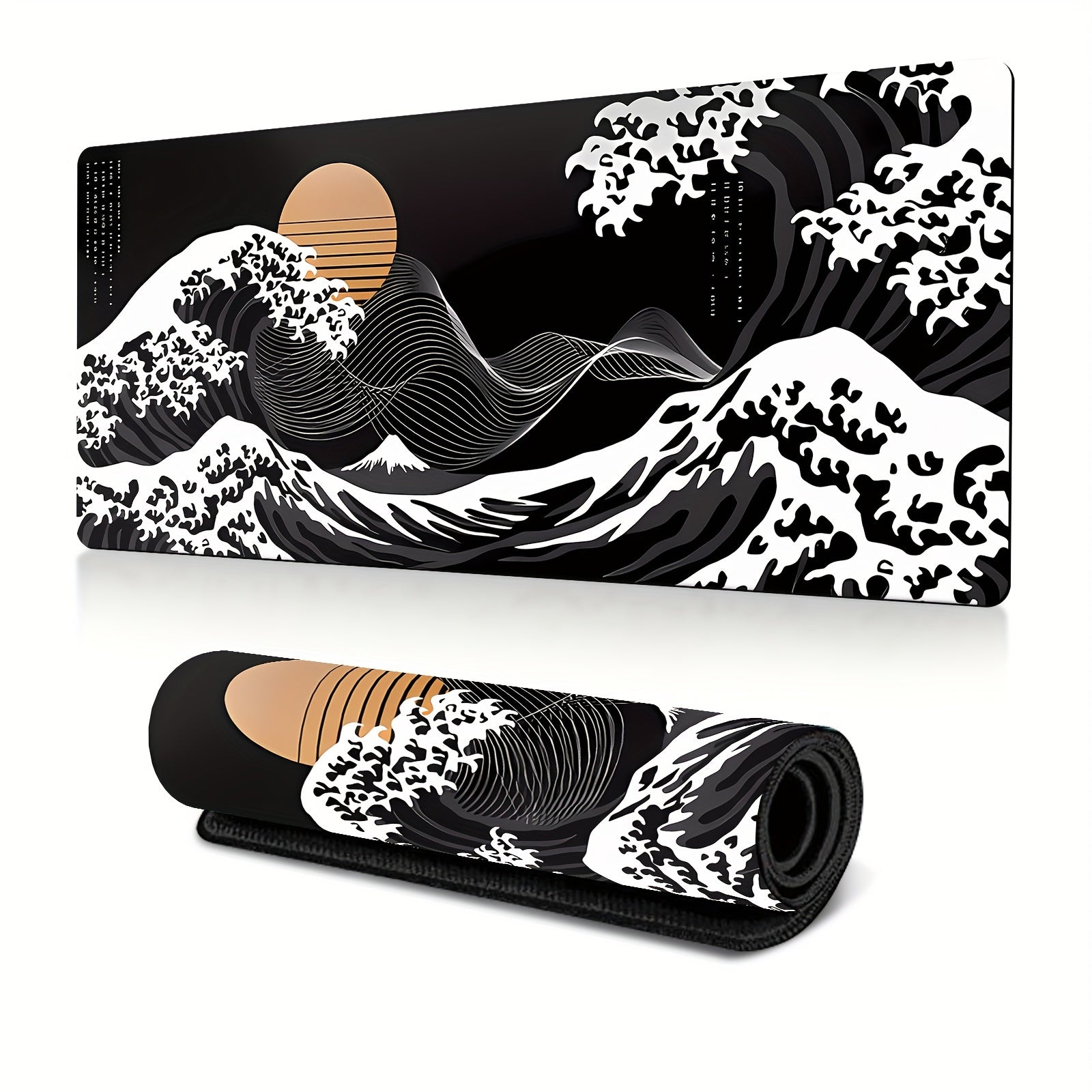 Extra-Large Black Waves Gaming Mouse Pad - Non-Slip Rubber Base, Extended Desk Mat for Gamers Lootquake LLC