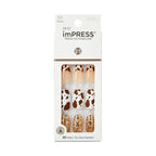 Kiss Impress Medium Coffin Gel Press-on Nails, Matte Medium Brown , 30 Pieces