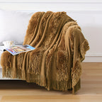 1pc Cozy Chunky Knit Throw Blanket with Tassels - Plush, Lightweight, and Unique Home Decor Accent for Couch, Bed, or Sofa Lootquake LLC
