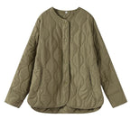 Women's Jacket Loose Round Neck Quilted Jacket Pi-Mart