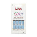Kiss Salon Color Short Square Fake Nails, Glossy Solid Blue, 28 Count