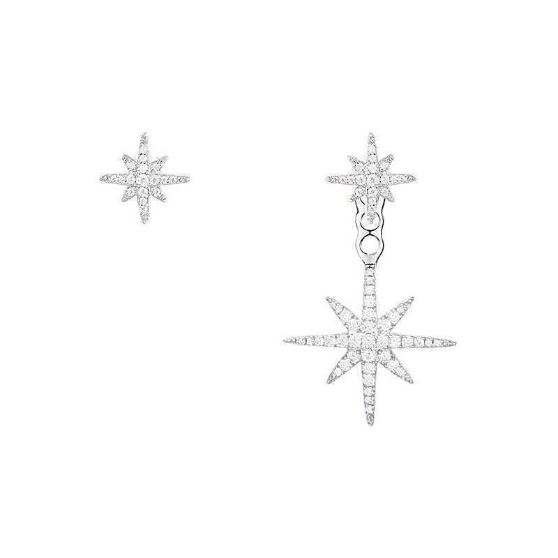 Six-pointed star 925 sterling silver zircon ladies earrings