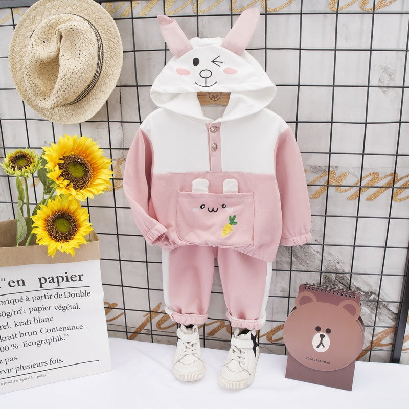 Children's hooded long-sleeved sweatshirt sports suit Pi-Mart