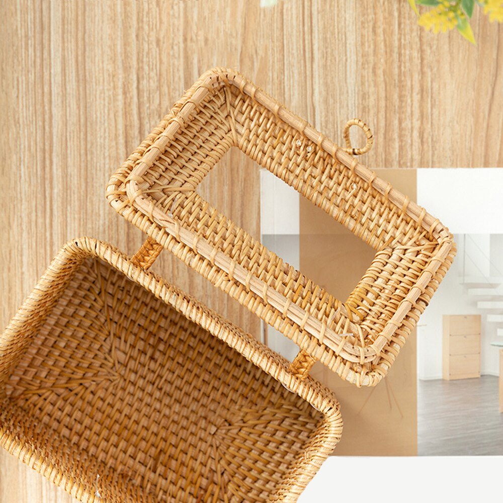Rattan Handmade Tissue Box Drawer Box Living Room Bedroom Storage Box Pi-Mart
