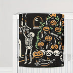 1pc Halloween Blanket Pumpkin Skull Throw Blanket Flannel Fleece Blanket For Women, Men, Fuzzy Plush Lightweight Blanket For Bedroom Couch Sofa Black Lootquake LLC
