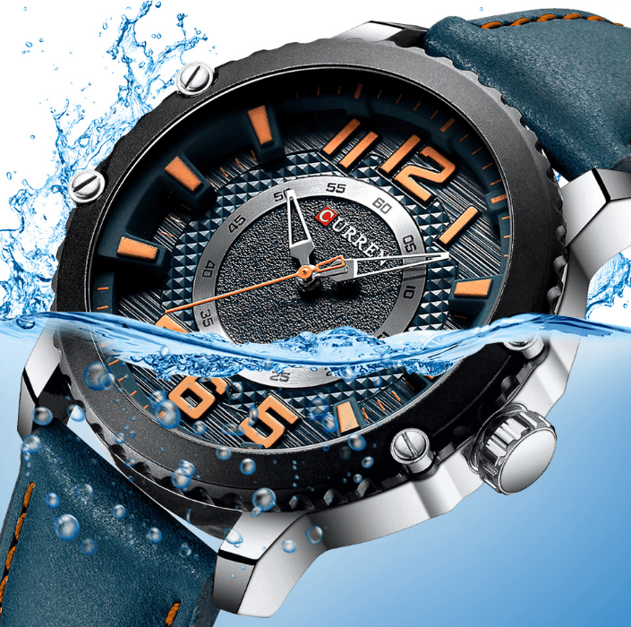 Men's Waterproof  Sport Watch With Leather  Belts  And Large Numbers Details Unique Design Perfect Gift Stevvex