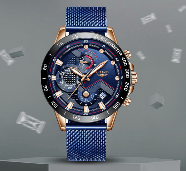 Men's Sports Waterproof Watch With  Stainless Steel Bracelet Unique Design Perfect Gift For Your Man Stevvex