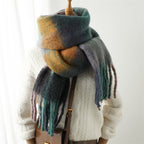 New Luxury Winter Soft Head Wraps Plaid Scarf Shawls Cashmere  Warm Cashmere Scarves Rainbow For Women Stevvex