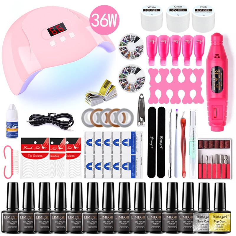 Poly nail Gel Kit With 54W UV Lamp Pi-Mart
