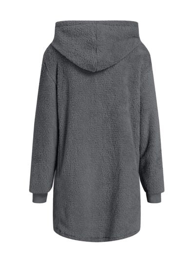 Comfortable Fuzzy Pocketed Zip-Up Long Sleeve Hooded Jacket Cozy & Warm Soft Outerwear For Winter Stevvex