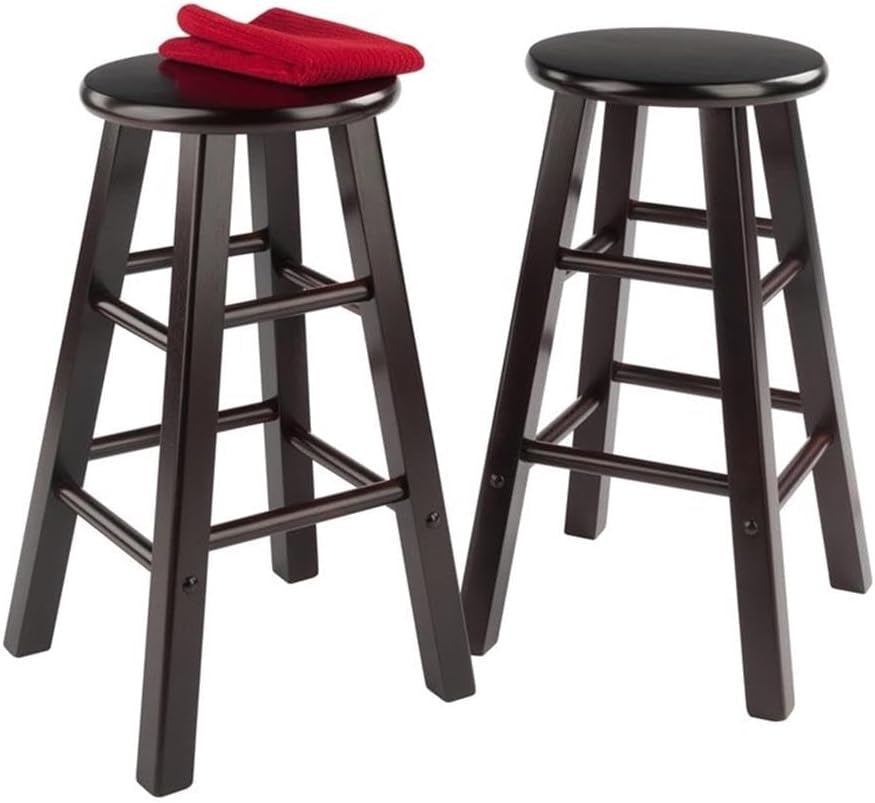 Element 2-Piece 24In Counter Stool Set, Espresso Finish, Solid Wood, Modern Design Lootquake LLC