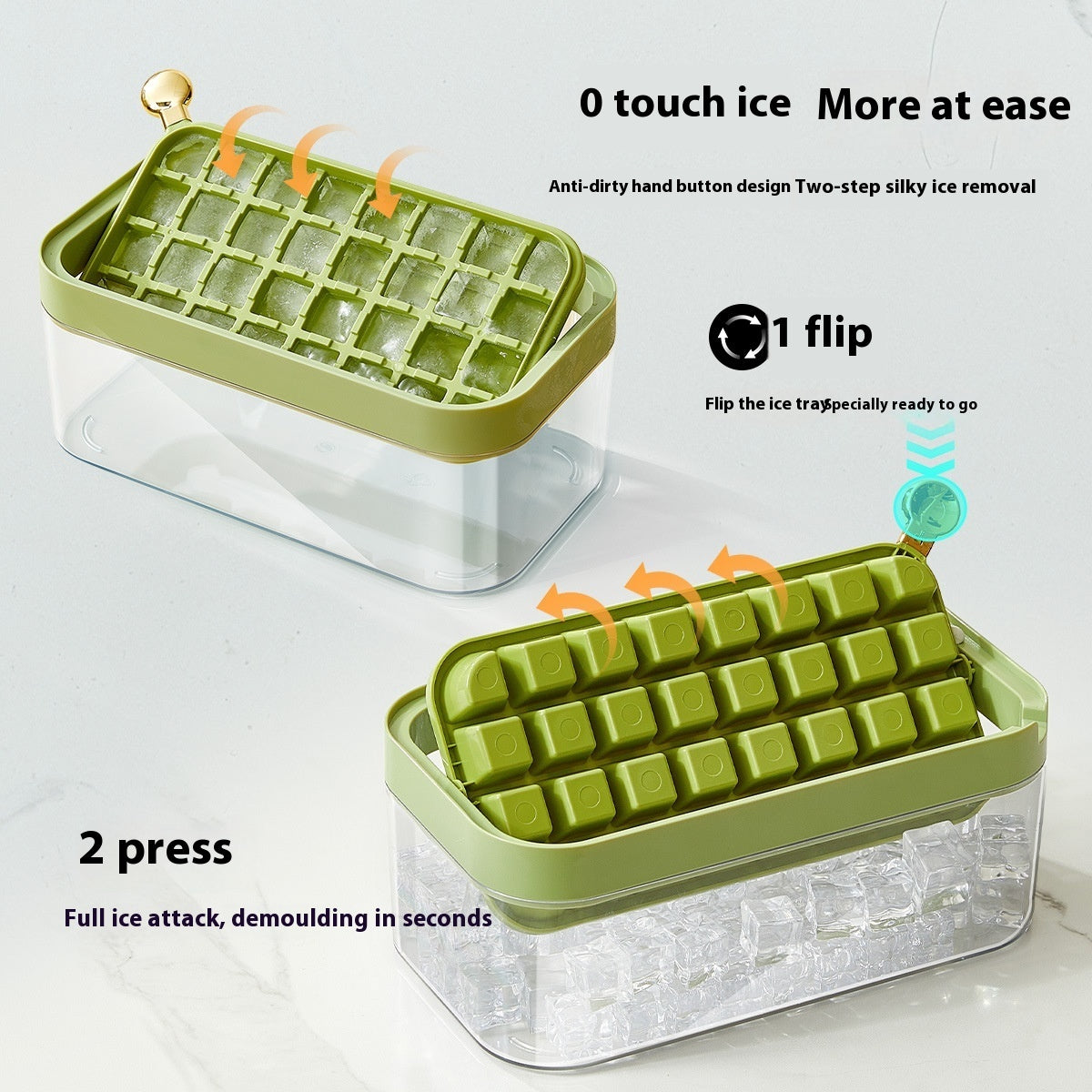 Food Grade Press Ice Box Flip One-click Ice Tray Pi-Mart