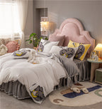 Coral Velvet Padded Warm Duvet Cover Princess Wind Bed Skirt Pi-Mart