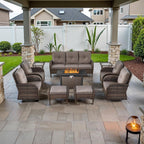 Outdoor Patio Furniture Set With 43In Fire Pit Table Brown Lootquake LLC