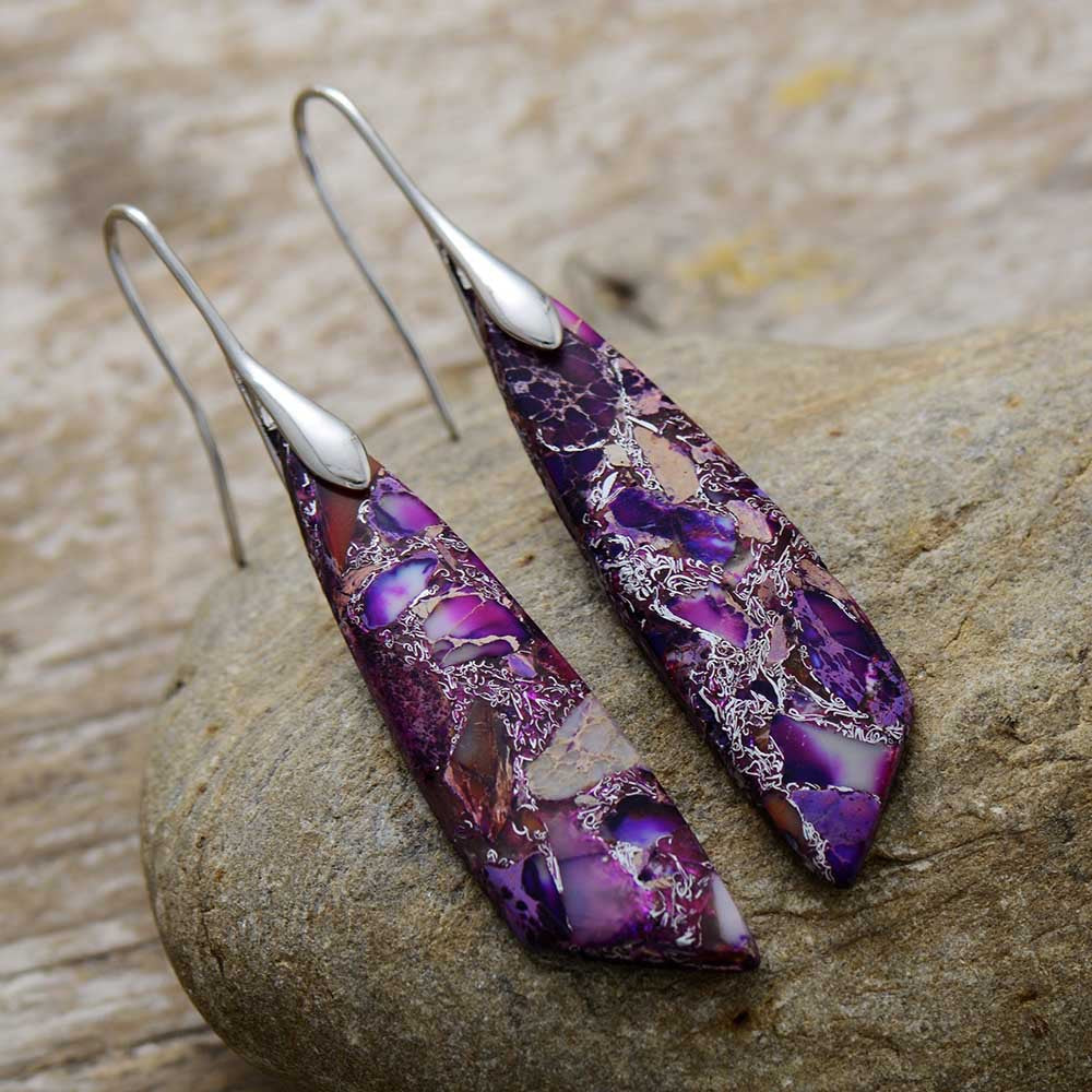 Bohemian Emperor Stone Geometric Pendant Earrings Pi-Mart