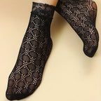 5 Pairs Fashion Thin Floral Lace Socks, Comfy & Breathable Short Socks, Women's Stockings & Hosiery Lootquake LLC