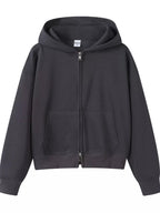 Full Size Casual Zip-Up Long Sleeve Hoodie Plus Size THRIXINE