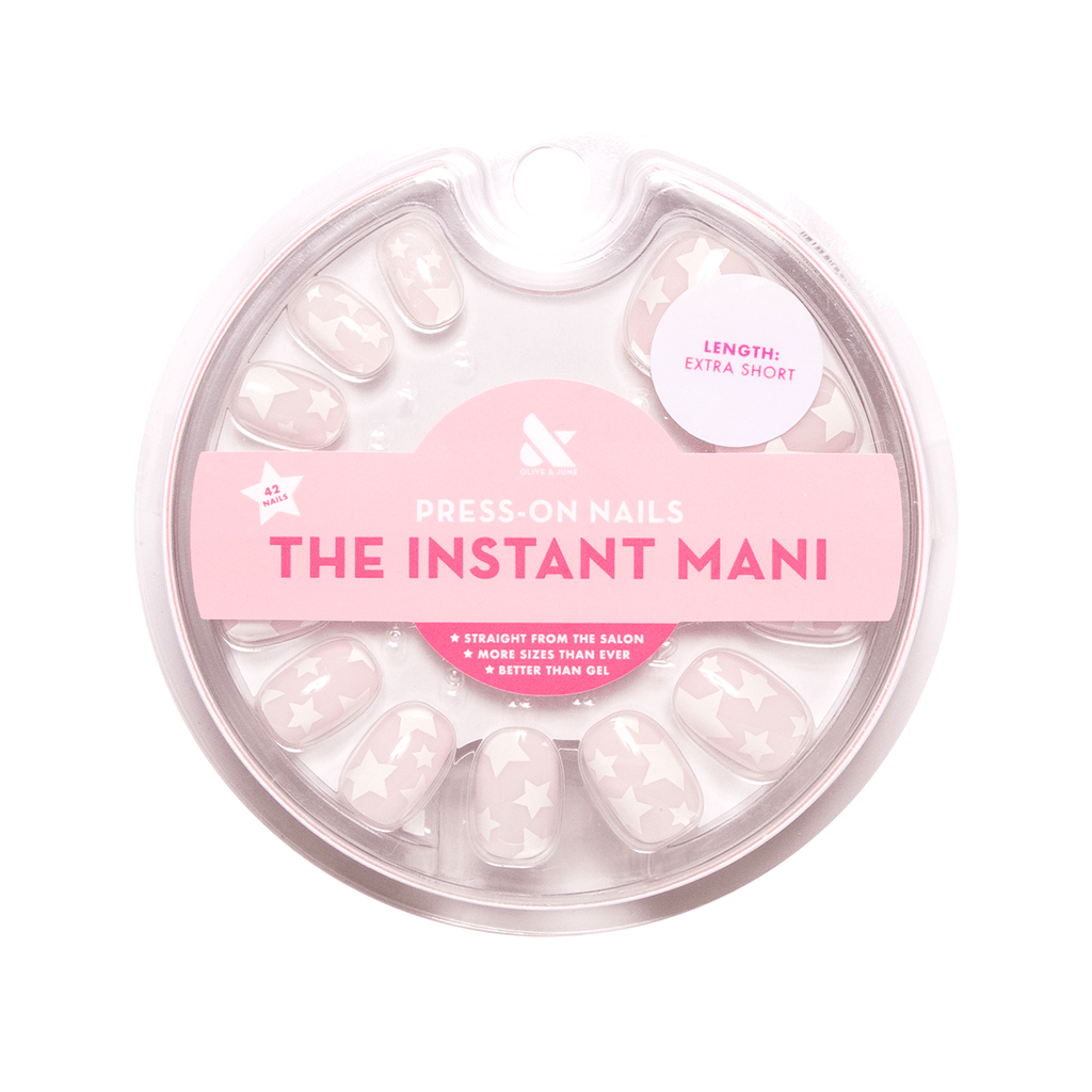 Olive & June Press-on Artificial Nails, Round Extra Short, Super Stars, White, 42 Ct EasyOptionXY LLC