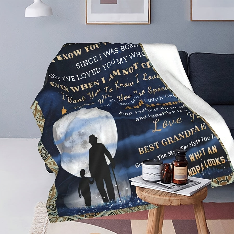 Grandpa's Ultimate Gift Blanket - Soft, Warm & Versatile for All Seasons | Perfect for Birthdays, Holidays & Anniversaries | Machine Washable Polyester with Unique Print Design Grandson Blanket From Grandma Vintage Blanket Lootquake LLC