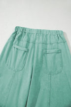Black Mineral Wash Exposed Seam Wide Leg Cargo Pants