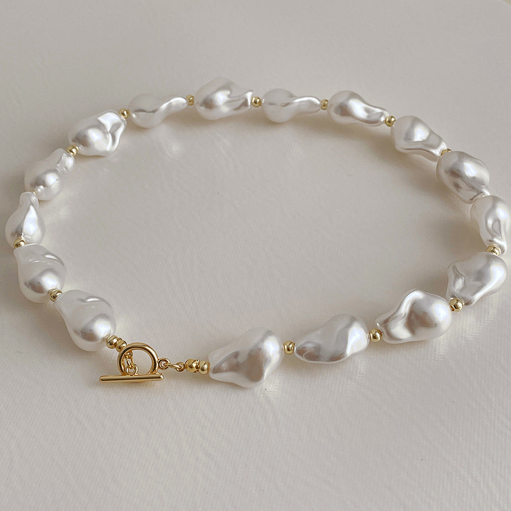 Baroque Pearl Buckle Necklace Pi-Mart