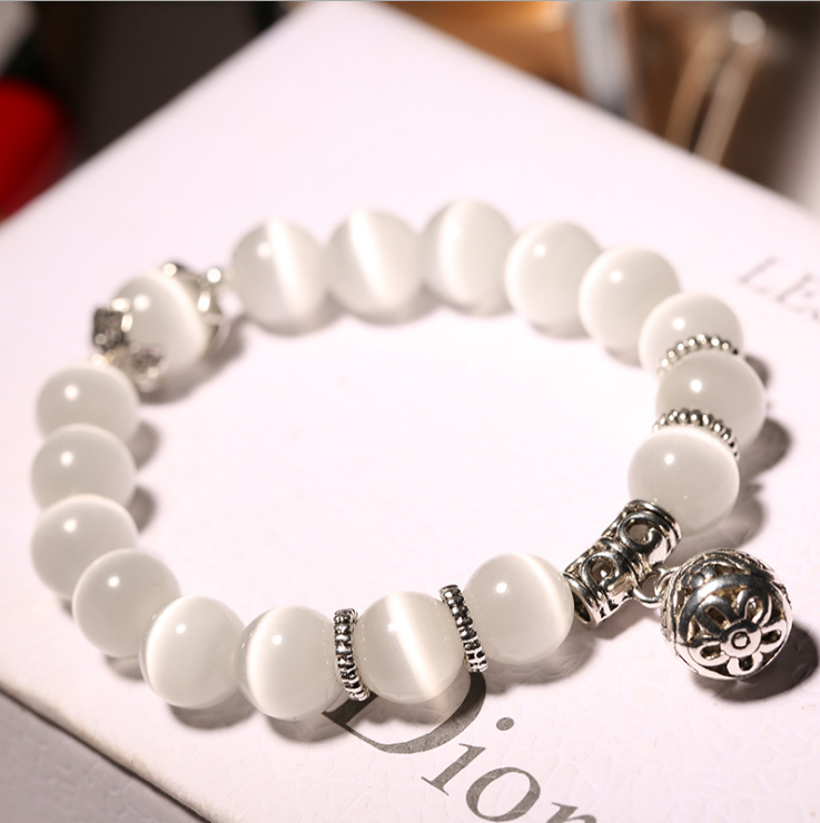 Natural opal beads bracelets crystal fashion women bracelet vintage stainless steel braceletes for women Pi-Mart