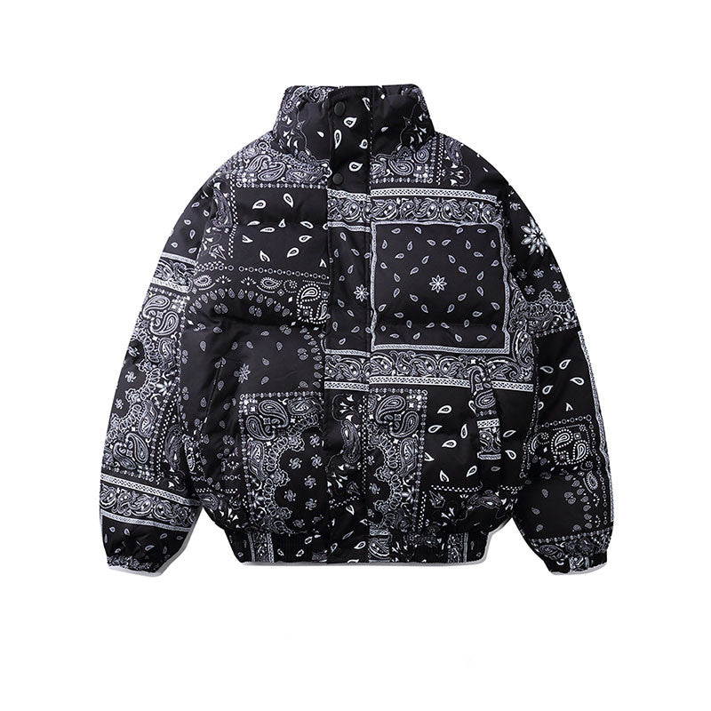 Retro Cashew Flower Full Print Padded Coat Pi-Mart