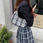 Designer women's bag summer, fashionable versatile plaid hobo bag small, crescent underarm handbag, small shoulder purse for women