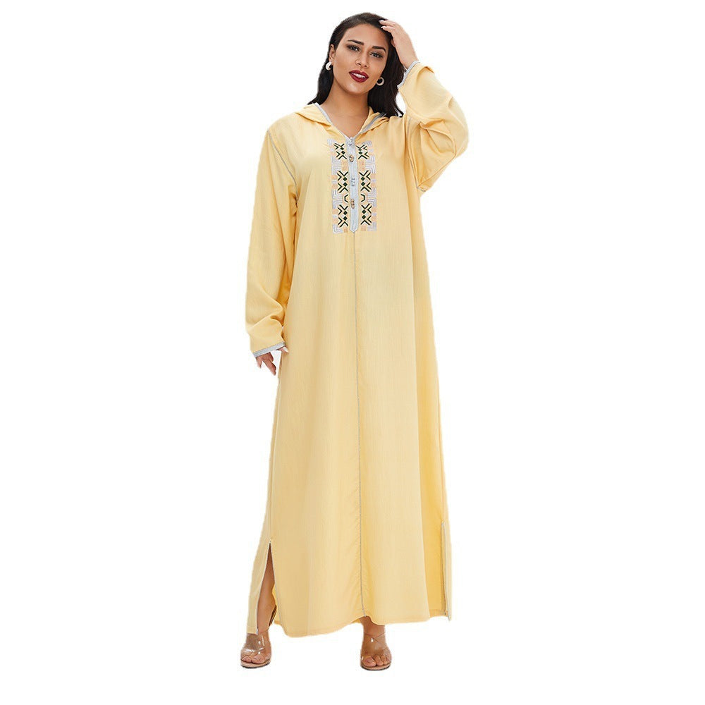 Fashion Casual Long Dress Embroidered Swing Pi-Mart