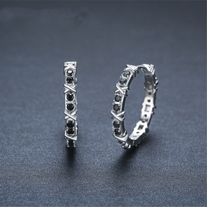 Fashion Simple Zircon Women's Copper Earrings Pi-Mart