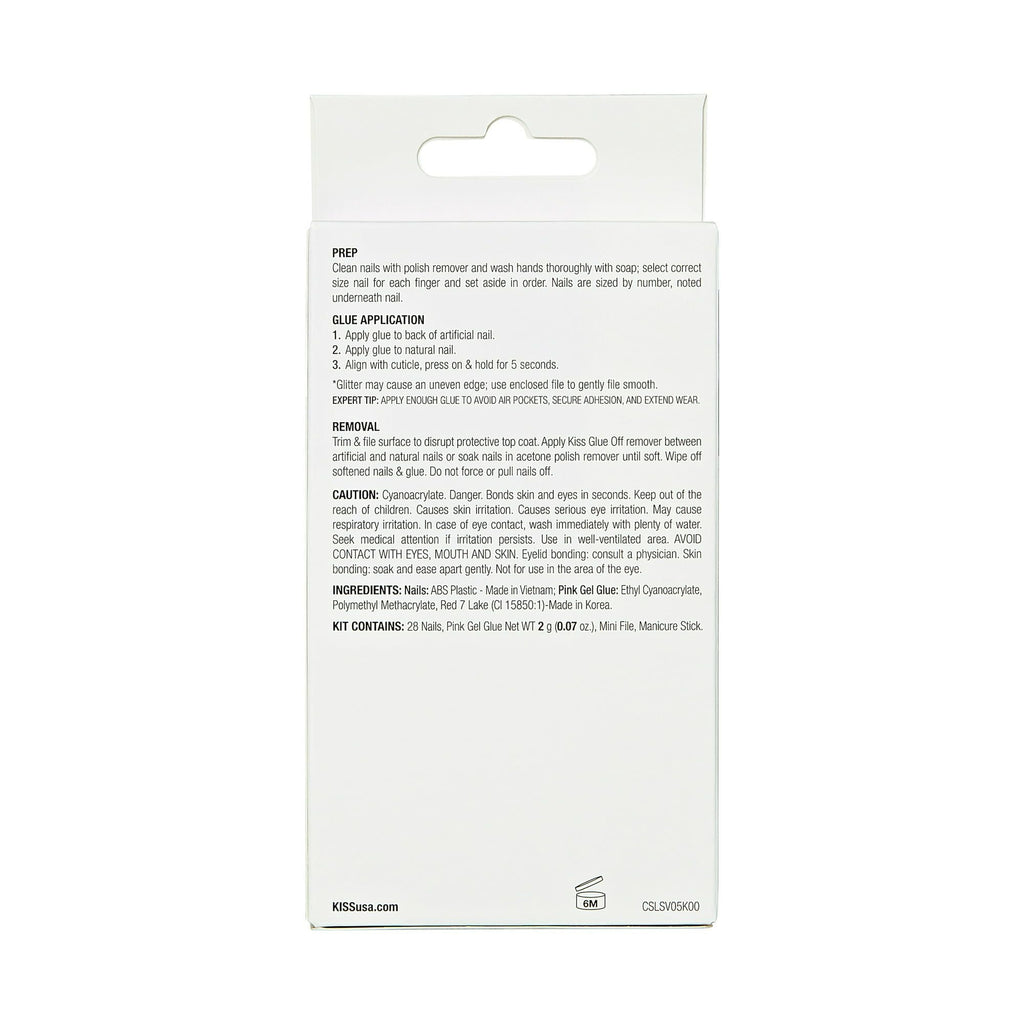 KISS Classy French Long Square Glue-On Nails Glossy Light White 28 pieces EasyOptionXY LLC
