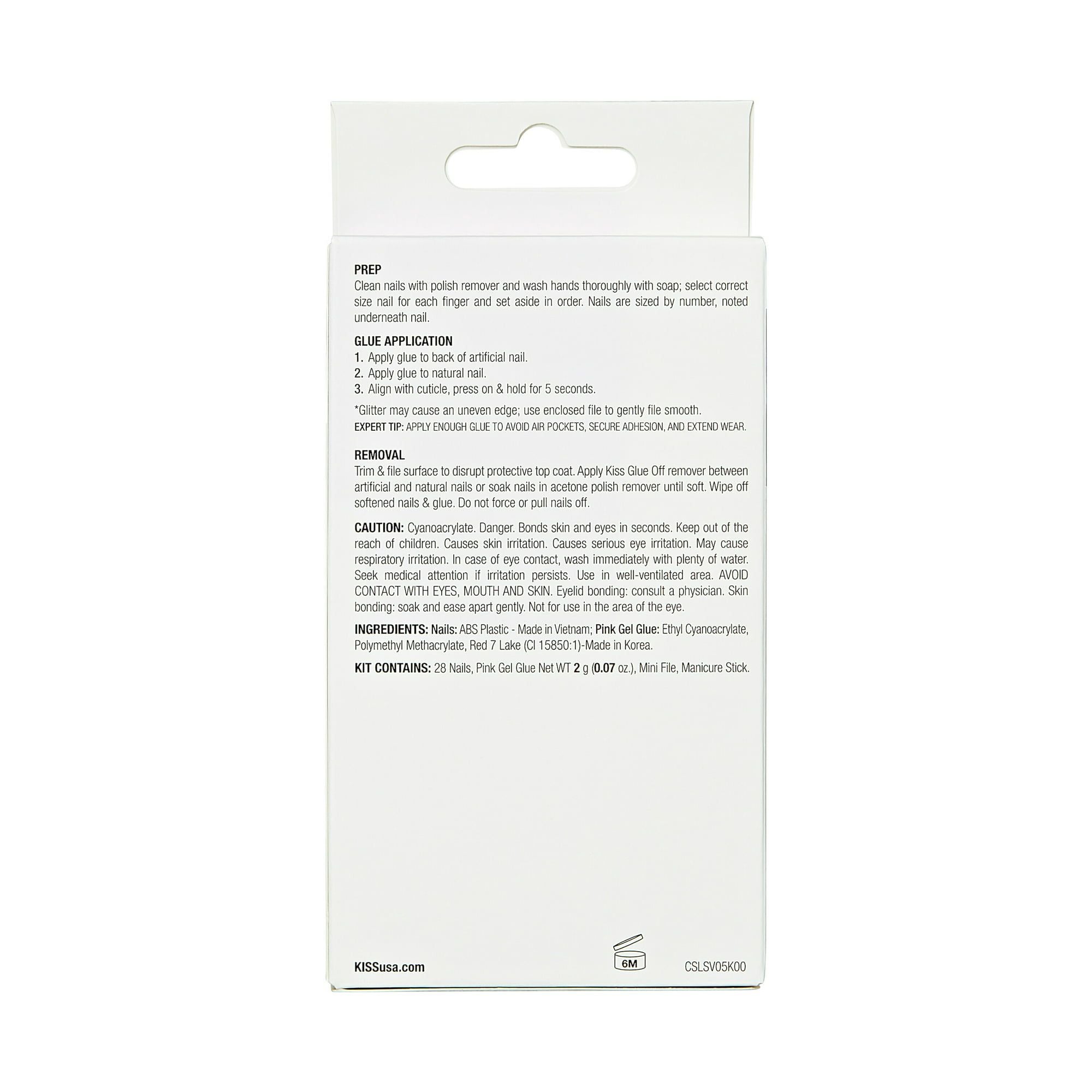 KISS Classy French Long Square Glue-On Nails Glossy Light White 28 pieces EasyOptionXY LLC