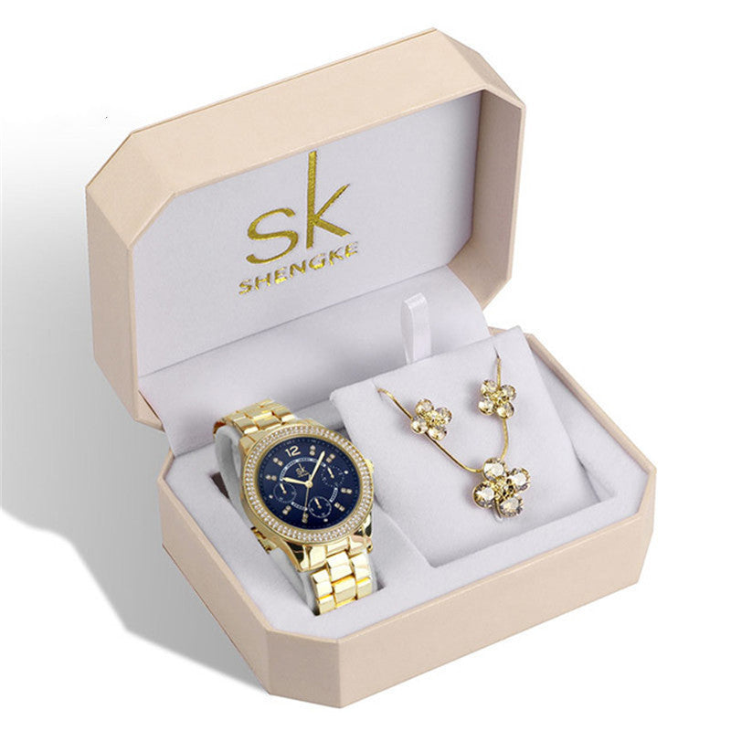 Rhinestone watch earring necklace Pi-Mart