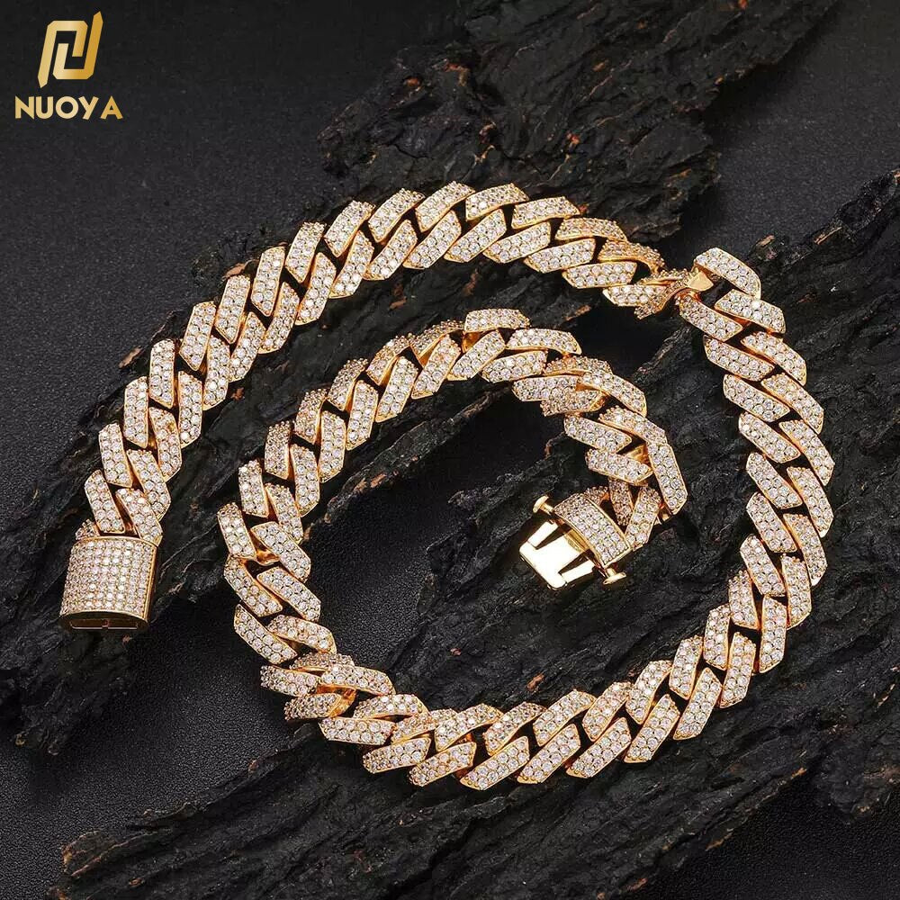 Gold Plated Iced Out Chain for Men and Women Cuban Chain Necklace Pi-Mart