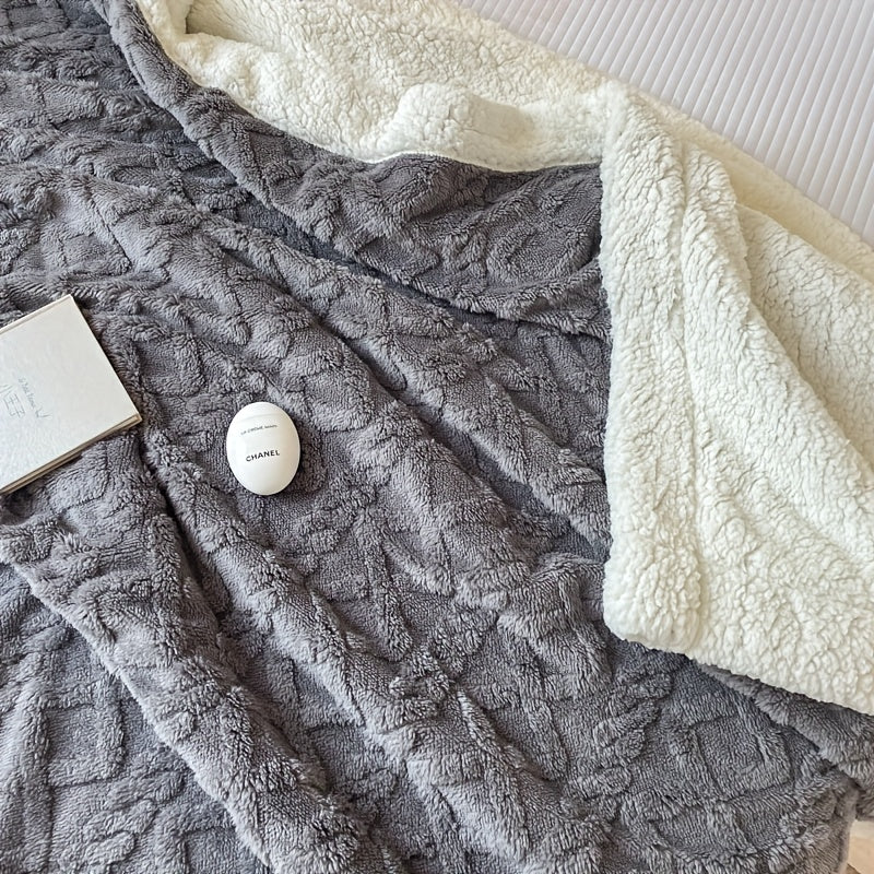 1pc Double-Sided Fleece Bed Blanket, Autumn And Winter Thickened Sofa Blanket, Air Conditioning Blanket, Suitable For All Seasons, Christmas present Lootquake LLC