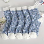 5 Comfy Cartoon Flower Pattern Knitted Socks, Breathable Soft Crew Socks For Outdoor Wearing Lootquake LLC