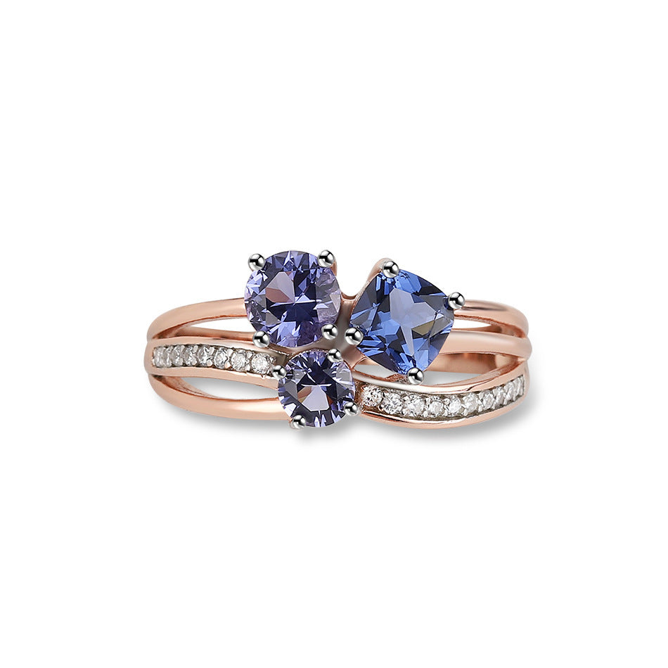 Sterling Silver Tan Sang Rose Gold Color Separation Plating Ring Pi-Mart