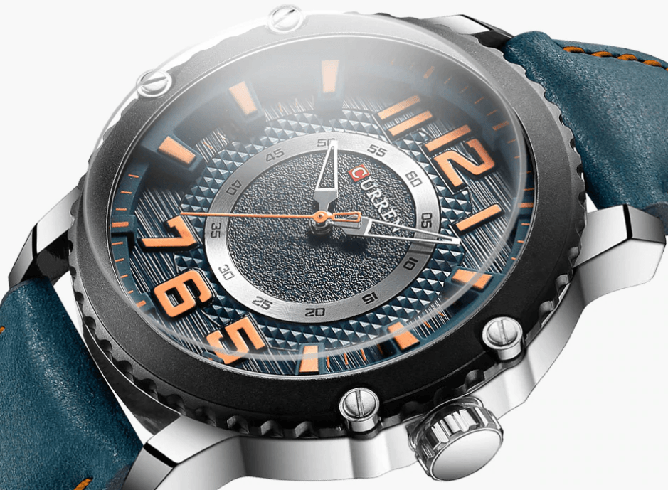 Men's Waterproof  Sport Watch With Leather  Belts  And Large Numbers Details Unique Design Perfect Gift Stevvex