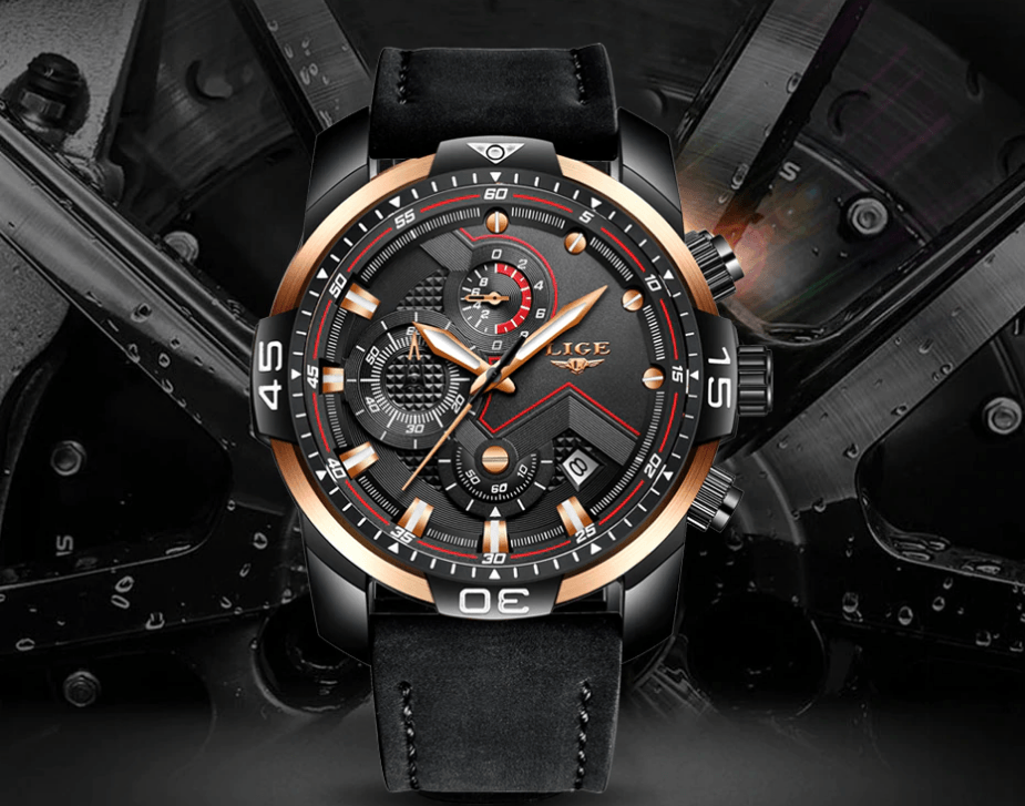 Men's Elegant Waterproof  Watch With Leather Straps   Business Style Watches Unique Design Perfect Gift For Your Man Stevvex