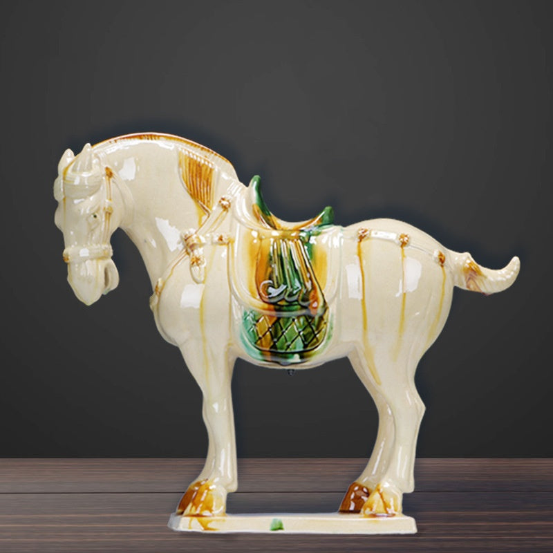 Tang Sancai New Chinese Style Ceramic Horse Study Living Room Hallway Horse Ornament Lootquake LLC