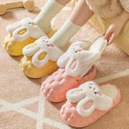 Cute Rabbit Shoes Winter Fuzzy Slippers Women Detachable Washable House Shoes Pi-Mart