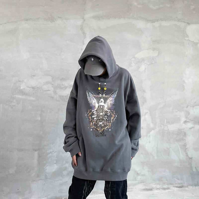 Hip Hop Angel Print Hooded Pullover Sweatshirt Pi-Mart
