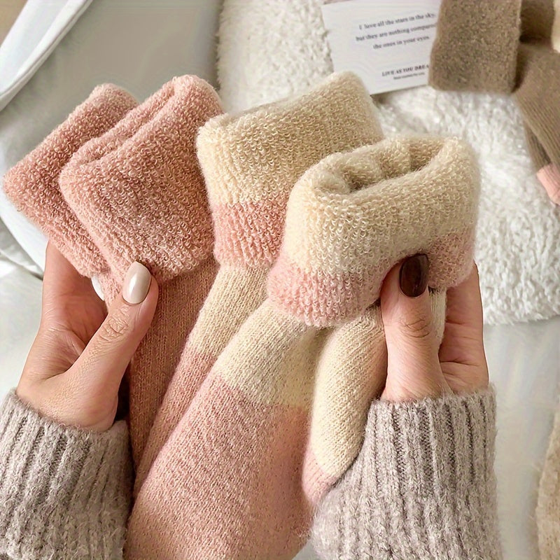 4 Pairs Thickened Socks, Warm & Comfy Terry Mid Tube Socks, Women's Stockings & Hosiery Lootquake LLC