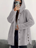 Hooded Loose Plush Coat Women's Regular Sleeve Pi-Mart